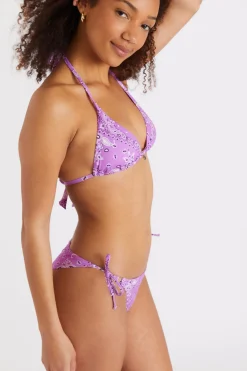 Banana Moon Bikini imprimé bandanas coloris lilas Rico & Lina Benita-Femme Échancré|Culotte Nouée