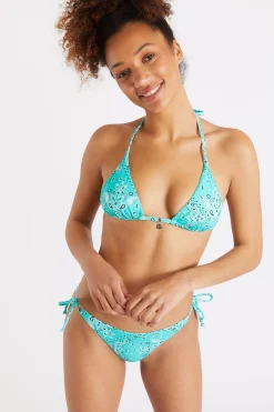 Banana Moon Bikini imprimé bandanas coloris jade Rico & Lina Benita-Femme Échancré|Culotte Nouée
